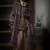 Kopa damski Płaszczy kobiety luźne podwójna warstwowa Ramie Long Jacket Ladies Vintage Patchwork Spring Płaszcz Odziera wierzcha Kobieta Abrigos Mujer