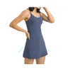Lauicay Yoga Thin Strap Dress Tennis Tank Tops med bröstkudde Hög elastisk smal passformad sportklänning