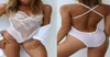 Sexy kanten bikini zwempak wit zie door badmode vrouwen plus maat één stuk bodysuit lingerie 3xl4651478