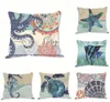 10Style Cushion Covers blue ocean Pillow Cover turtle seahorse whale linen pillowcase home decorate whole customization45457340771