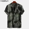 メンズカジュアルシャツ2024ハワイアンシャツプリント半袖ラペルリゾートストリートウェアボタンアップ大きなサイズ