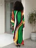 Boho Women's Plus size Kaftan Beach Maxi Dress Dress Summer Strip A strisce di costumi da bagno per la spiaggia Abiti a V-Neck Sliose House Q1628