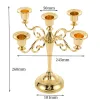 Hållare Gold 5 Heads Metal Candle Holders Wedding Party Center Decoration Candlelight Dinner Restaurant Bar Candlestick Ornament