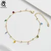 Orsa Jewels Summer Beach Anklet Fashion 925 Chaîne de câbles en argent sterling multicolore 4a Zircon Cheminée pour femmes bijoux SA93 240508