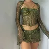 Sexy sequin knitted sweater party dress 3-piece ski set womens dress glittering long sleeved See Through Clue Wear dress 240428