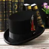 Men Hat 100% Wool Fedora Unisex Top Show Gentleman Bowler Black Red Magic Presidential Feather Accessories 240423