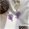 Stud Earrings Acrylic Purple Grapes Long Fashion Girl Sweet Fruit Women Jewelry Gift Birthday Party Accessories Drop Delivery Otnzf
