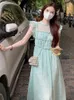 Vestidos de festa de moda coreana elegante escritório de senhora vestido de chiffion casual floral midi praia francesa mulher vintage 2024 verão