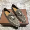 Lp Loro Sezon fortepianowy Zamie Nowe skórzane męskie buty Loro Walk Buty Luksusowe trampki Nubuck Designer Flats Sukie-On Sukienka Duża rozmiar 45 46 59ve Loro buty