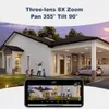 9MP 4K HD WiFi IP Camera Outdoor 8x Zoom Three Lens Dual Screen PTZ CAM Auto Tracking 8MP Security Video Surveillance CCTV Alexa 240422