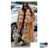 Women'S Fur & Faux Fashion Long Winter Hooded Coat Loose Thick Warm Plus Size Artificial Jacket Women Fl Sleeve Outerwear Drop Deliver Otoua