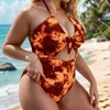 Kvinnors badkläder baddräkt 2024 Trend baddräkter Bikini Summer Fashion Tie Dye Sexy One Piece Plus Size