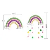 Dekorativa figurer handvävda fem trådar regnbågsmoln hängande dekoration färgglad pom filt boll tofs vägg/fönsterhantverk