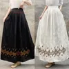 Vêtements ethniques 2024 Jupe traditionnelle chinoise Broderie de fleurs nationales Jacquard Vintage A-Line Folk Elastic