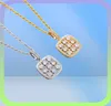 Solitaire brillant Square Military Army Cluster Pendant Collier Collier Gold Silver Cumbic Zirconia Men Hop Hop Jewelry for Gift1673956