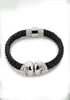 BC sieraden Verkopen Fashion Mens Chains Echt lederen gevlochten Northskull armbanden dubbele schedelbangle BC0029852562