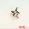 Avec des pierres latérales 1pc papillon coréen anneau coloré de mode femme bijoux bijoux ajusté filles bandes de mariage cadeau femelle cadeau