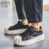 Lässige Schuhe Fashion braun 2024 Muschelzehen Männer niedrige Leder -Sneaker atmungsaktiven Herren vulkanisiert de Hombre