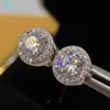 Stud VinRegem Hip Hop Rock 925 Sterling Silver VVS Ronde Cut D kleur Real Moissanite Diamonds Studs oorbellen fijne sieraden met GRA 247Q