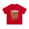 T-shirt designer SP5de Men maglietta rosa Young Thug Spide Web 555 Man Qualità Schiaming Modello di stampa Modice Top Tople Tims Casette Shorte Women Summer 6385