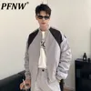 メンズジャケットPFNW男性ジャケット韓国スタイルパッチワークコントラストカラーダブルジッパー服ロングスリーブトップスタイリッシュ28W3180