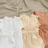 Des vêtements d'été pour bébés ensembles pour nourrissons Ruffle Bodys Top PP shorts Bloors 2pcs Tenues 024 mois pour les enfants de la roberie pour tout-petits 240426
