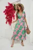 Parti elbiseleri wepbel y2k fransız yüksek bel elbisesi kadınlar yaz kısa kollu çiçek rahat v yaka dantel yukarı büyük salıncak maxi