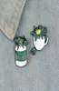 Pince di smalto di pianta verde bottiglia pillola floreale ha felice vita badge tè tazza di pernottatrice per spallata per spina dorsale bella gioielleria Lady GI4666804