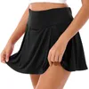 Röcke Skorts Tennisröcke Frauen Feste Farbe hoher Taillenrock mit eingebauten Shorts Womans Röcke Yoga Gym Ballett Gymnastik Tennis Skorts D240508