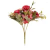 Decorative Flowers 10 Head Peony Artificial Silk Flower Fake Bouquet Household Table Wedding Supplies DIY Arrangement