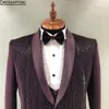 Бургундские ручные пиджаки Men Men Suits Mash