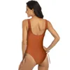 Dames badmode zomer Solid Color Drawing uit één stuk zwempak Dames Wijn Red Zwart blauw mouwloze Backless Casual Fashion Beachwear