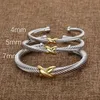 Charm Cross X Bracelets Sliver Zircon Twisted Designer Jóias Braça Braça Branqueada Diamante Bangle Gold Luxury Birthday Birthday Presente para WO 3466