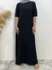 Etniska kläder Dubai Abaya Half Sleeve Daily Casual Inner Dress Turkiet Kaftan Islamiska All-Match Muslim For Women Robe Caftan Marocain