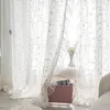 White transparent embroidered floral sheer curtains with elegant French pleated edge design linen breathable curtains 240428