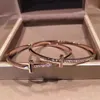 Bangles Bracelet t Family Narrow Version T1 Semi Diamond Sterling Silver Series Ring Plated 18k Gold Light Luxury Simple Rose 192k