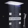 Ensembles de douche de salle de bain Brossed LED Rain System Ensemble 28x17 pouces grandes cascadations Précipitations et Thermostatic Mes pulpleer Body Jets Mti Functi otes