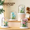 Dekorative Blumen Blumenbaubau Block mit leichten Displaybox Bouquet Eternal Puzzle Ziegel Home Tischdekor Romantische Chrismas Geschenk