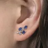 Hengstemperlblau blau kubische Zirkonia -Ohrringe für Frauen täglich perforiertes Accessoires tragen exquisite Mädchen modischer Schmuck Q240507