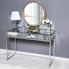 Table d'étude de bureau miroir glamour avec 2 tiroirs - Design contemporain chic