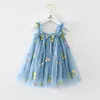 Meisjesjurken zomer zoete bloem geborduurde babymeisje jurk hoogwaardige gaas hanger babymeisje kleding verjaardag prinses schattig baby jurk240508