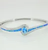 Blue Fire Opal Cubic Zirconia 925 Silver Bracelet Whole for Women Jewelry Bangle Bracelet2919476