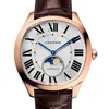 Cartre Luxury Top Designer Watches Automatic Watch Mens Watch 18K Rose Gold Phase Mécanique avec boîte d'origine