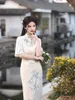 Ethnic Clothing Spring And Summer Round Neckline Lace Mid Length Qipao Temperament Slim Fit Women's Cheongsam
