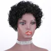 Curly Pixie Cut Wig Perruques à cheveux humains pour femmes noires Cheveux humains Bob Bob Wig avec Bangs Wavy Aucune Wig avant en dente