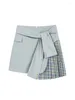 Röcke japanische Preppy Style Sweet Schnürung A-Line-Rock Frauen Blau hohe Taille Plissee Patchwork Plaid Kawaii Harajuku Streetwear