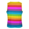 Herentanktops gestreepte patroon Top Man's Rainbow Stripes Summer Custom Bodybuilding Streetwear Oversized mouwloze vesten