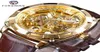 Forsiner Royal Golden Flower Transparent Brown Leather Cel Creative 2018 Mens Watch Top Brand Luxury Squelette mécanique Watch4968874
