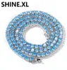 Nieuwe 4 mm 1row tennisketen Iced Out Zirkon Shine Blue Zirkon Mens Hip Hop Jewelry Gift1711285