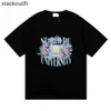 Rhude High End Designer Vêtements pour petite foule Fonction de mode Fleur Imprimé haut poids Double Yarn Coton Casual Loose Short Tshirt pour hommes et femmes avec un logo 1: 1